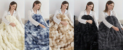 Faux Rabbit Fur Could Throw Blanket For Bed, Thick & Warm Bed Blankets For All Seasons