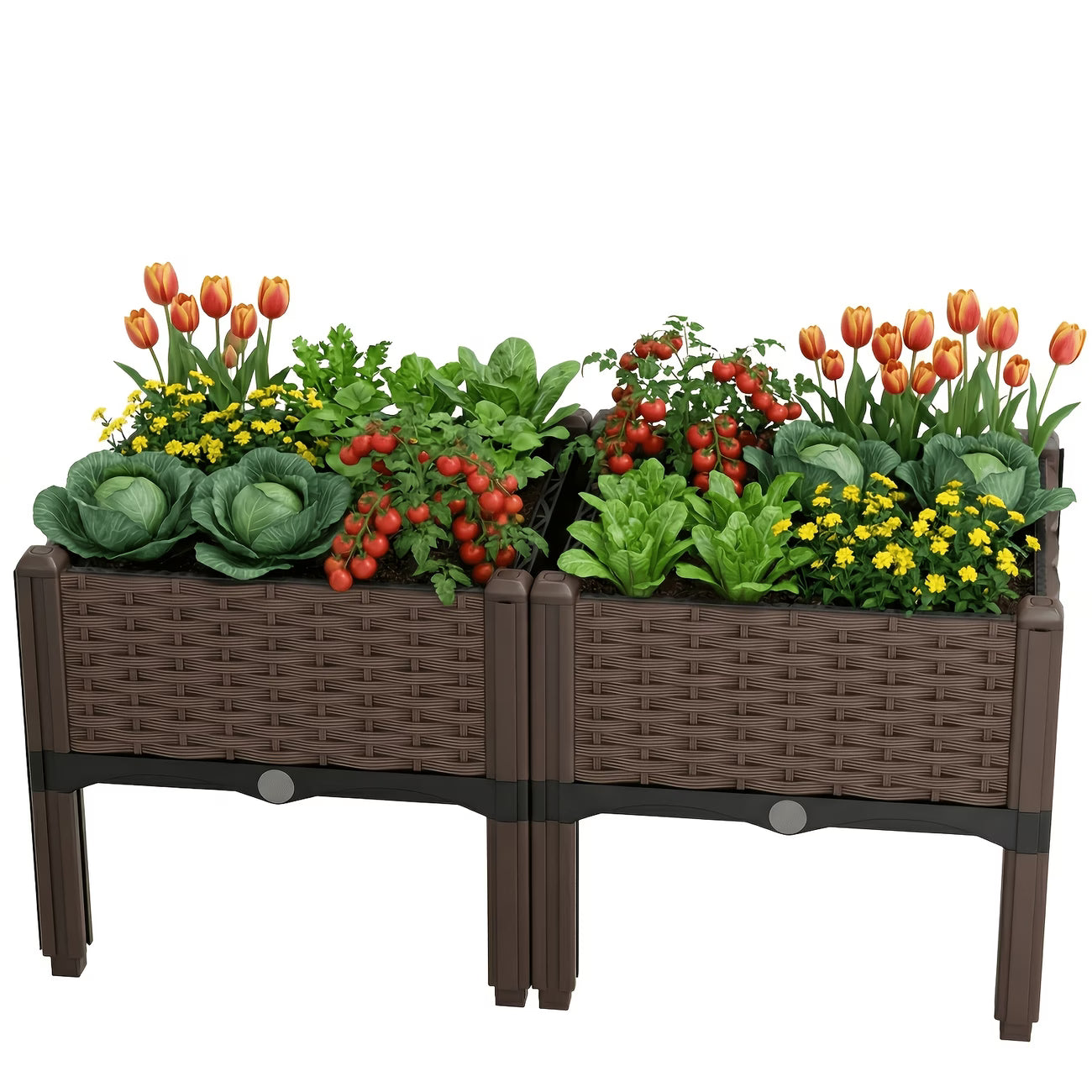 Elevated Raised Garden Bed Planter Box with Drainage System – Modular & Freely Combinable, Indoor/Outdoor