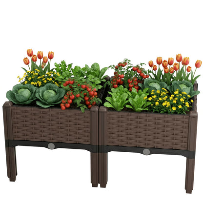 Elevated Raised Garden Bed Planter Box with Drainage System – Modular & Freely Combinable, Indoor/Outdoor