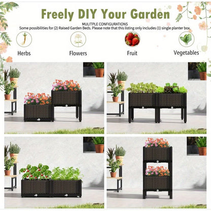 Elevated Raised Garden Bed Planter Box with Drainage System – Modular & Freely Combinable, Indoor/Outdoor