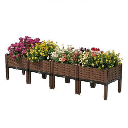 Elevated Raised Garden Bed Planter Box with Drainage System – Modular & Freely Combinable, Indoor/Outdoor