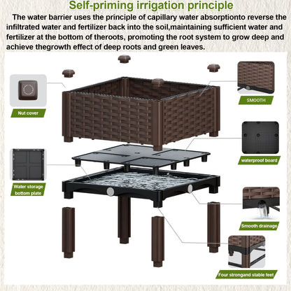 Elevated Raised Garden Bed Planter Box with Drainage System – Modular & Freely Combinable, Indoor/Outdoor