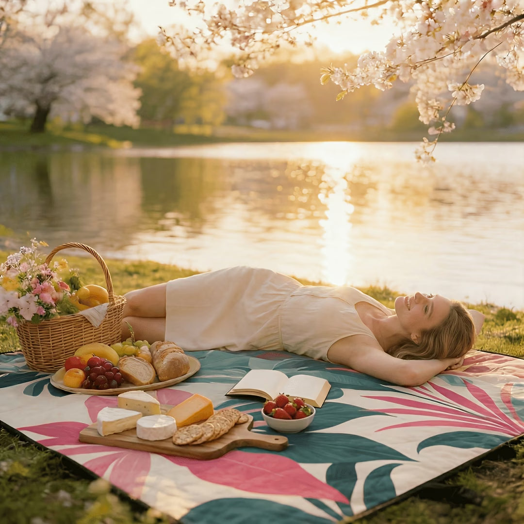 Waterproof Picnic Blanket – Foldable Outdoor Mat with PEVA Bottom for Beach, Camping & Park