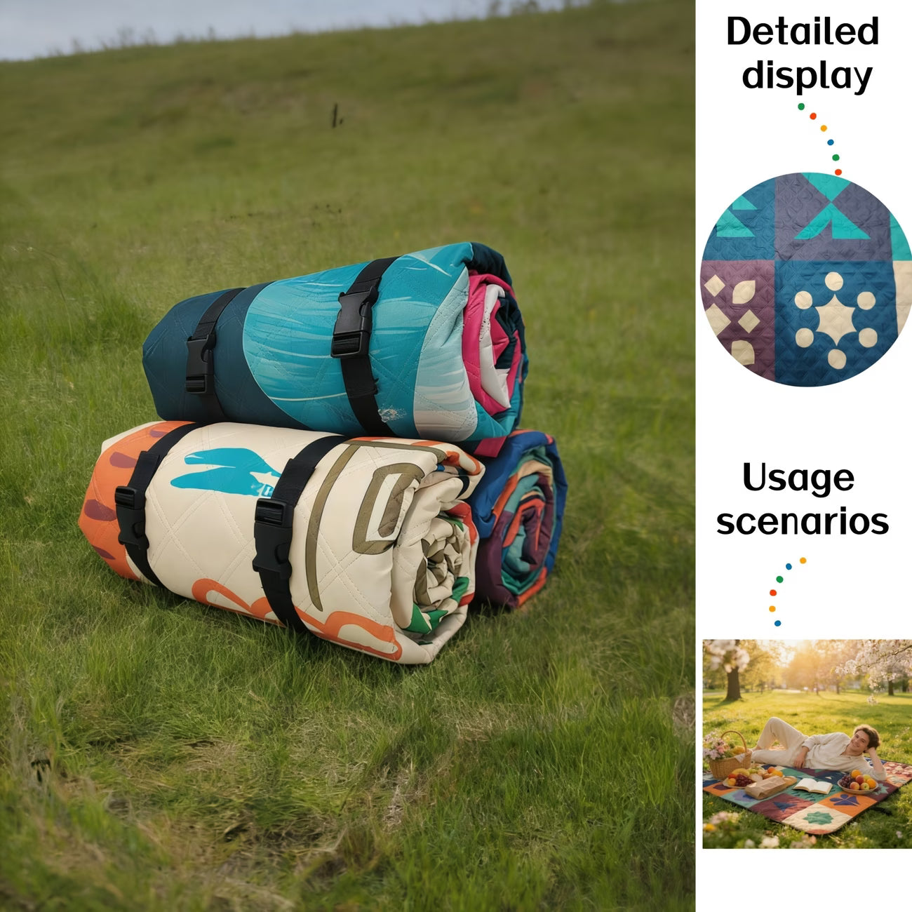 Waterproof Picnic Blanket – Foldable Outdoor Mat with PEVA Bottom for Beach, Camping & Park
