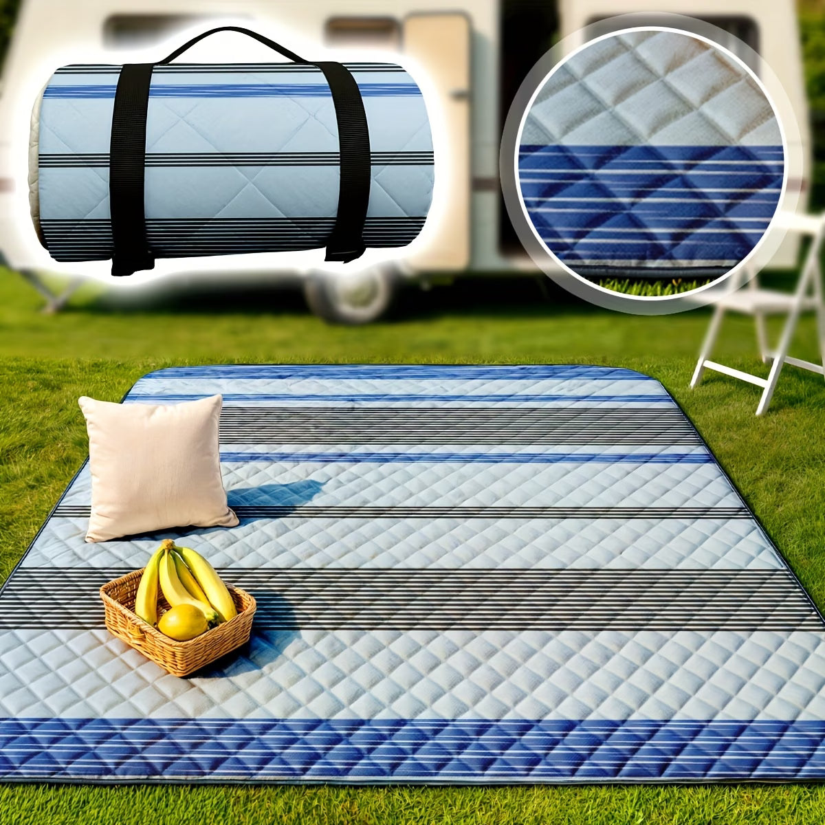 Waterproof Picnic Blanket – Foldable Outdoor Mat with PEVA Bottom for Beach, Camping & Park