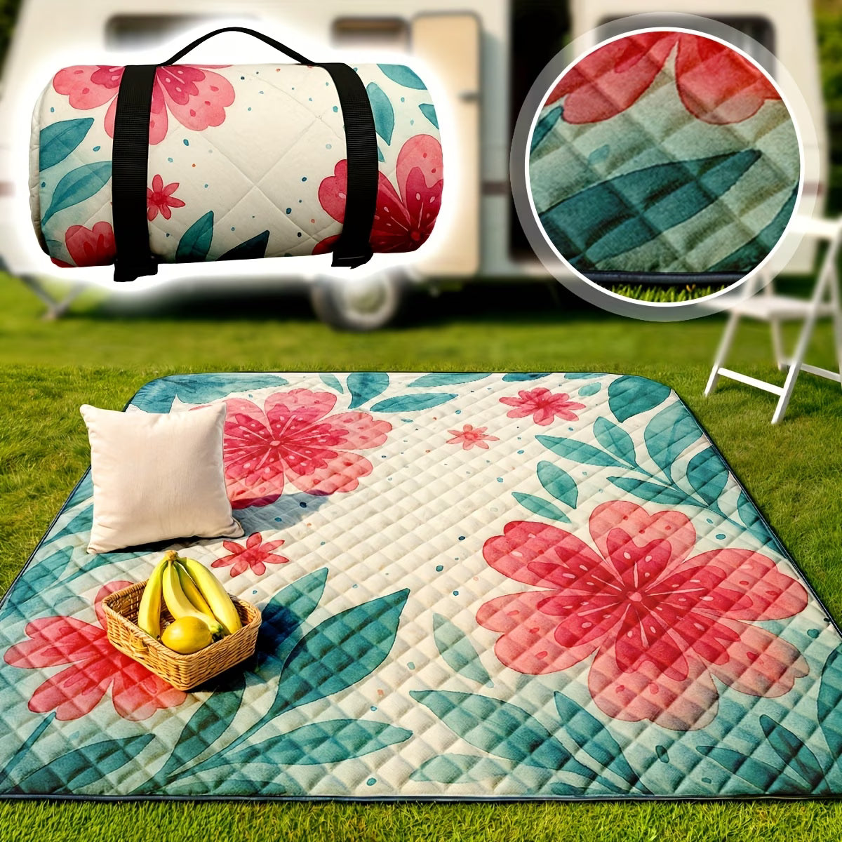 Waterproof Picnic Blanket – Foldable Outdoor Mat with PEVA Bottom for Beach, Camping & Park