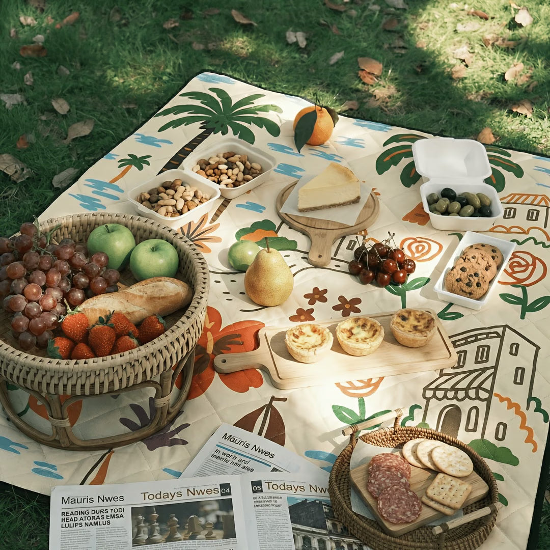 Waterproof Picnic Blanket – Foldable Outdoor Mat with PEVA Bottom for Beach, Camping & Park